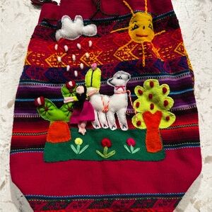 Colorful Peruvian Embroidered Drawstring Bag
